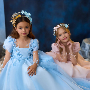 Le ragazze del fiore di Organza vestono le ragazze abiti da ballo eleganti di lusso <span class=keywords><strong>abito</strong></span> da ballo Applique abiti da principessa <span class=keywords><strong>per</strong></span> bambini compleanno anno nuovo regalo - Product Image 3