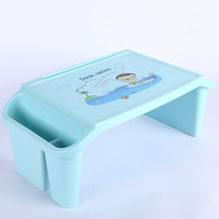Bureau d'ordinateur multifonctionnel, bureau d'étude en plastique pour enfants, table carrée pliable en plastique pour le rangement des fournitures scolaires
