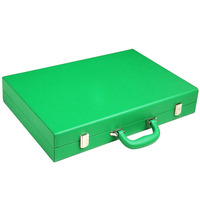 Maßgefertigtes Handgemachtes Backgammon in Grüner Lederbox Backgammon-Spielset Tragbares Backgammon