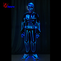 Costume de samouraï en fibre optique, tenue de guerrier, déguisement de scène, défilé, cosplay, Halloween, festival, spectacle avec épées lumineuses