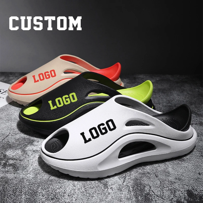 Personaliseer Heren Mode Outdoor Strand Foam Runner Custom Logo Eva Sandalen Schoenen Sport Glijbanen Slippers Voor Mannen 2023