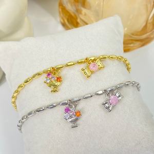 Fashion Jewelry <b>Bracelets</b> 18K Gold Plated CZ Zircon Trendy Cross Pearl <b>Bracelet</b> for Women - Product Image 5