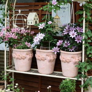 Pot de <span class=keywords><strong>fleurs</strong></span> en céramique rustique fait main, respirant, non émaillé, pour culture des racines, grand diamètre, adapté aux balcons et jardins - Product Image 3