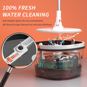 Juego <span class=keywords><strong>de</strong></span> fregona giratoria manos libres OEM/ODM al por mayor con almohadillas <span class=keywords><strong>de</strong></span> microfibra y <span class=keywords><strong>cubo</strong></span> autoescurrible para limpieza comercial <span class=keywords><strong>de</strong></span> suelos - Product Image 3