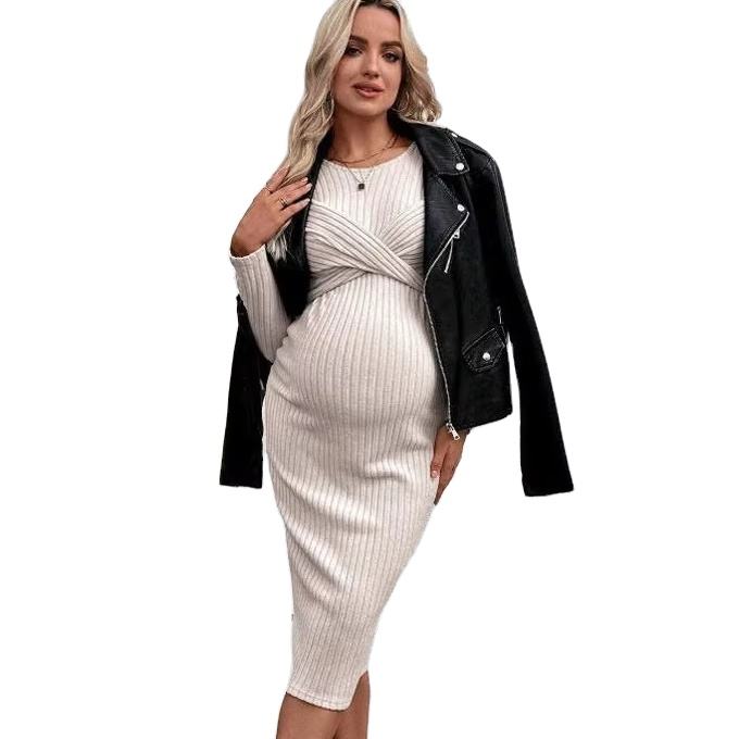 Pregnant Women Dresses Winter Fashion European Clothing Designer