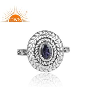 Amazing Blue Iolite Gemstone Ring Jewelry Manufacturer Ethnic Look Handmade 925 Silver Adjustable Band Ring - Product Image 2