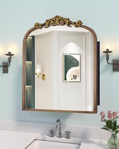 Gabinete de Baño con Marco Arqueado de Estilo <span class=keywords><strong>Barroco</strong></span> Francés, de Lujo, Antiguo, de 24x30 Pulgadas, con Espejo de Vanidad, Resistente al Agua, para Montar en la Pared - Product Image 4