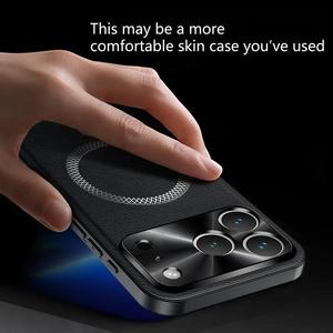 Étuis de téléphone portable <span class=keywords><strong>en</strong></span> <span class=keywords><strong>cuir</strong></span> magnétique Texture <span class=keywords><strong>pour</strong></span> <span class=keywords><strong>iPhone</strong></span> 17 16 15 14 13 <span class=keywords><strong>Pro</strong></span> <span class=keywords><strong>Max</strong></span> Couverture antichoc Lentille de charge sans fil Funda Back - Product Image 3