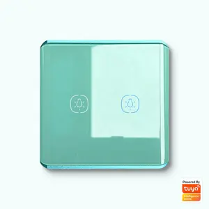 Stained glass switch tuya smart cartoon switch custom icon/logo 2gang light controller tuya smart home