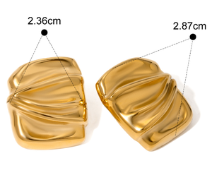 ต่างหูหมุดแฟชั่นแบบ2024สีทอง18K PVD แบบแปลกๆอุปกรณ์สแตนเลสขนาดเล็กเป็นชิ้นสี่เหลี่ยมมุมฉาก - Product Image 6