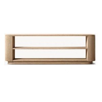 Table longue en bois massif, sans dossier, pour table d'entrée moderne et minimaliste avec fonction de rangement.