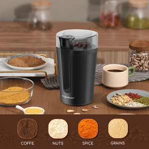 Aigostar macinacaffè elettrico, 200W, livello di macinazione regolabile, macinino per spezie 60g per chicchi di caffè, noci, spezie, grani, nero - Product Image 4
