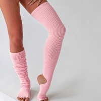 Chaussettes de yoga et de Pilates pour femmes, montantes, à logo personnalisé, à bout ouvert, à talon ouvert, tricotées, respirantes, antibactériennes, vente en gros, OEM