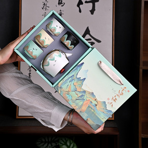 Hand Painted <b>Tea</b> <b>Set</b> With Teapot Handle Ceramic Kung Fu <b>Tea</b> Gift Box For Festival Celebrations Business Gifts - Product Image 3