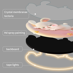 Phòng trẻ em sơn trang trí màu hồng phim hoạt hình thỏ dẫn Tường Đèn công chúa phòng tường nghệ thuật trang trí - Product Image 4