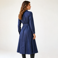 Robe longue décontractée pour femme à col rabattu et manches longues, coupe régulière, grandes tailles, écologique et respirante, automne/hiver 2026