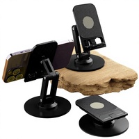 Support de téléphone de bureau, rotation à 360 degrés, réglable en hauteur, pliable, adapté aux téléphones et tablettes, pour le streaming en direct et l'apprentissage