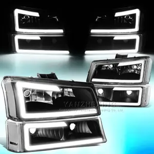 YZX For 2003 2004 2005 2006 2007 Chevrolet Silverado Avalanche LED DRL Bar Headlight Bumper Lamp Chrome/Clear/smoke