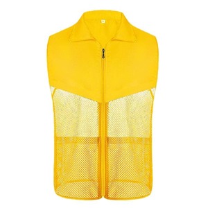 Chaleco de malla transpirable con cuello para verano, naranja, poliéster, para trabajo, deportes al aire libre - Product Image 4