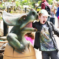 Poubelle de dinosaure en fibre de verre décorative d'intérieur pour centres commerciaux aéroports garderies jardins d'enfants écoles