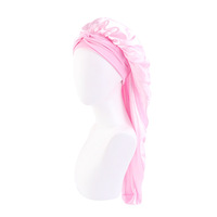 Bonnet en Satin à cheveux longs grand bonnet de nuit en Satin pour dormir bonnet de sommeil avec support de cravate réglable Logo personnalisé