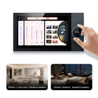 2025 nuevo Panel de pantalla táctil de 7 pulgadas Centro de música central de pared Tuya Zigbee Gateway con 2 zonas de música diferentes altavoces con cable