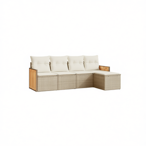Set Divano da Giardino con Cuscini Beige in Rattan PE, Arredamento da Esterno dal Design Contemporaneo Impermeabile - Product Image 1