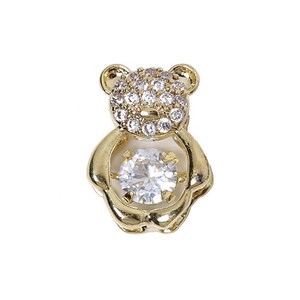 Qianya 3D Rhinestone diamante cristal oso Nail Art calcomanías Flatback oro plata Metal joyería decoración 3DJewelry-Made aleación - Product Image 4