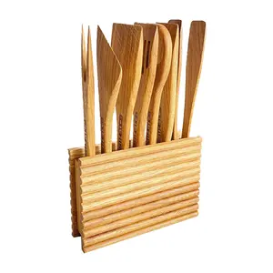 Set Spatula, peralatan dapur kayu, pak peralatan dapur kayu Set sendok kayu untuk memasak kayu ek alami