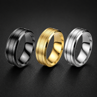 Bague d'éternité unisexe en acier titane, style décontracté, géométrique en U, rainurée et biseautée, finition mate, personnalisable, vente en gros JLM