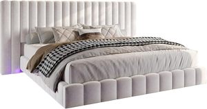 เตียงพร้อมไฟ LED จากโรงงานขายส่ง หัวเตียงขนาดใหญ่ ดีไซน์ทันสมัย หุ้มกำมะหยี่ แบบลอยตัว เป็นมิตรกับสิ่งแวดล้อม ทนทาน พร้อมที่เก็บของ - Product Image 3