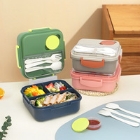 Boîte à lunch carrée personnalisée avec compartiments, récipient alimentaire étanche, pour enfants, adultes, bureau, école, ensemble de boîtes à lunch bento pour enfants