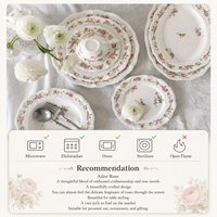 Service de table en céramique bleu et blanc à motif floral de roses de luxe, peint à la main, vaisselle vintage en porcelaine française, assiettes, bols, tasses à café