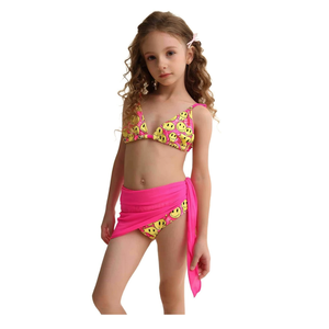 Ensemble bikini imprimé sourire pour enfants HDJ avec jupe enveloppante, taille 3/4 5/6 7/8 9/10 11/12, maillot de bain pour filles - Product Image 1