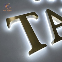 Lettres en relief 3D personnalisées rétroéclairées en acier inoxydable avec logo LED Halo pour enseigne de magasin, devanture de commerce, signalétique murale