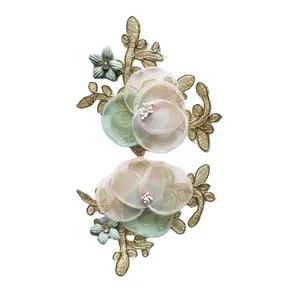 ABS perle broderie tissu appliques col robe bricolage dentelle décolleté 3D fleur couture décorative vêtements accessoires