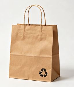 Sacs de courses en papier kraft recyclables en gros avec logo personnalisé pour l'emballage de cadeaux - Product Image 1