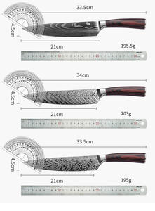 Juego de Cuchillos de Chef Profesionales de Damasco de 8 Pulgadas, Cuchillo de Cocina de Acero Inoxidable Japonés Forjado con Funda para el Hogar y Restaurantes - Product Image 3