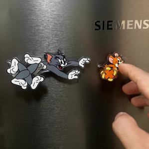 YAKELIKE - Adhesivo Magnético Giratorio para Refrigerador con Diseño de Gato <span class=keywords><strong>y</strong></span> Ratón, Estilo de Dibujos Animados, Decoración Creativa para el Hogar, Adhesivo Acrílico Personalizado para Refrigerador - Product Image 3