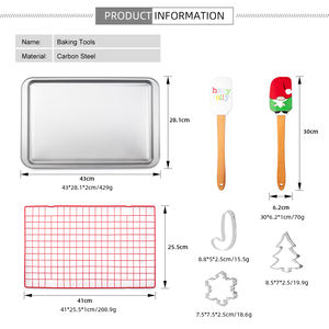 7 Pièces Gadget De Cuisine Ensembles De Cuisson Feuille À Biscuits Antiadhésive Avec Grille De Refroidissement En <span class=keywords><strong>Acier</strong></span> Inoxydable <span class=keywords><strong>Emporte</strong></span>-pièce Spatule En Silicone - Product Image 6