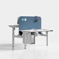 Bureau debout de 140 cm à double moteur réglable en hauteur électrique Design moderne Support pour casque d'écoute en bois Bureau de bureau