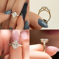 1CT Oval Kesim Konik Baget Üç Taşlı Laboratuvarda Yetiştirilmiş Elmas Nişan Yüzüğü 10K/14K/18K Som Altın IGI Sertifikalı CVD/HPHT