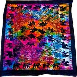 Tapisseries murales en coton tricoté multicolores avec imprimé mandala d'éléphant pour la décoration de la pièce, vente en gros en provenance d'Inde - Product Image 1