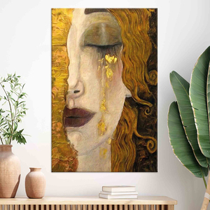 Quadro Verticale di <span class=keywords><strong>Gustav</strong></span> <span class=keywords><strong>Klimt</strong></span> 'Dipinto su Tela Dorata' Dipinto a Mano, Immagini Astratte da Parete per Decorazione Ingresso e Corridoio - Product Image 5