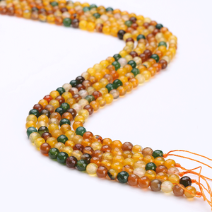 Perles de pierres précieuses naturelles pour la fabrication de bijoux, agate à coupe brillante, variété de couleurs et de tailles - jaune, vert, orange, doré, bleu, rose, 3 mm-8 mm - Product Image 1