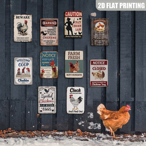 10 piezas Letrero Metálico Plano <span class=keywords><strong>de</strong></span> Advertencia 'Cuidado con la Gallina Loco', Impresión 2D, Decoración <span class=keywords><strong>de</strong></span> Pared con Aviso <span class=keywords><strong>de</strong></span> Gallo <span class=keywords><strong>de</strong></span> Granja para Gallinero, Patio Trasero y Casa <span class=keywords><strong>de</strong></span> Campo - Product Image 2