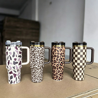 Gobelet isotherme en acier inoxydable à double paroi H2.0 de 40 oz avec logo personnalisé, blanc, pour l'aventure, le voyage, le café, avec poignée
