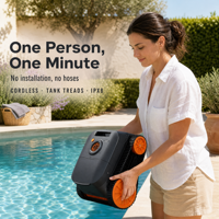 Nettoyeur de piscine robotisé mural sans fil, écologique, pour nettoyage des bords, 300 m², pour piscines enterrées, fond, paroi, ligne d'eau, garage, hôtel