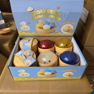 Jouets sensoriels anti-stress en pâte à dim sum, pâte à dumplings scintillante arc-en-ciel, pâte à presser douce et mystérieuse avec boîte de cuisson vapeur - Product Image 2