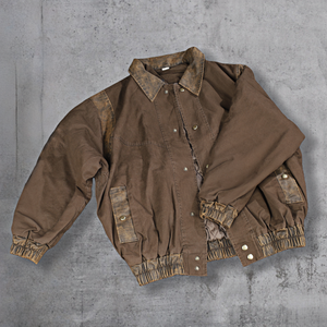 Chaqueta Casual de Otoño Personalizada para Hombre, con Costuras a Cuadros, Parches, Forro de Algodón Tejido, Conjunto de Ropa Exterior de Poliéster - Product Image 2